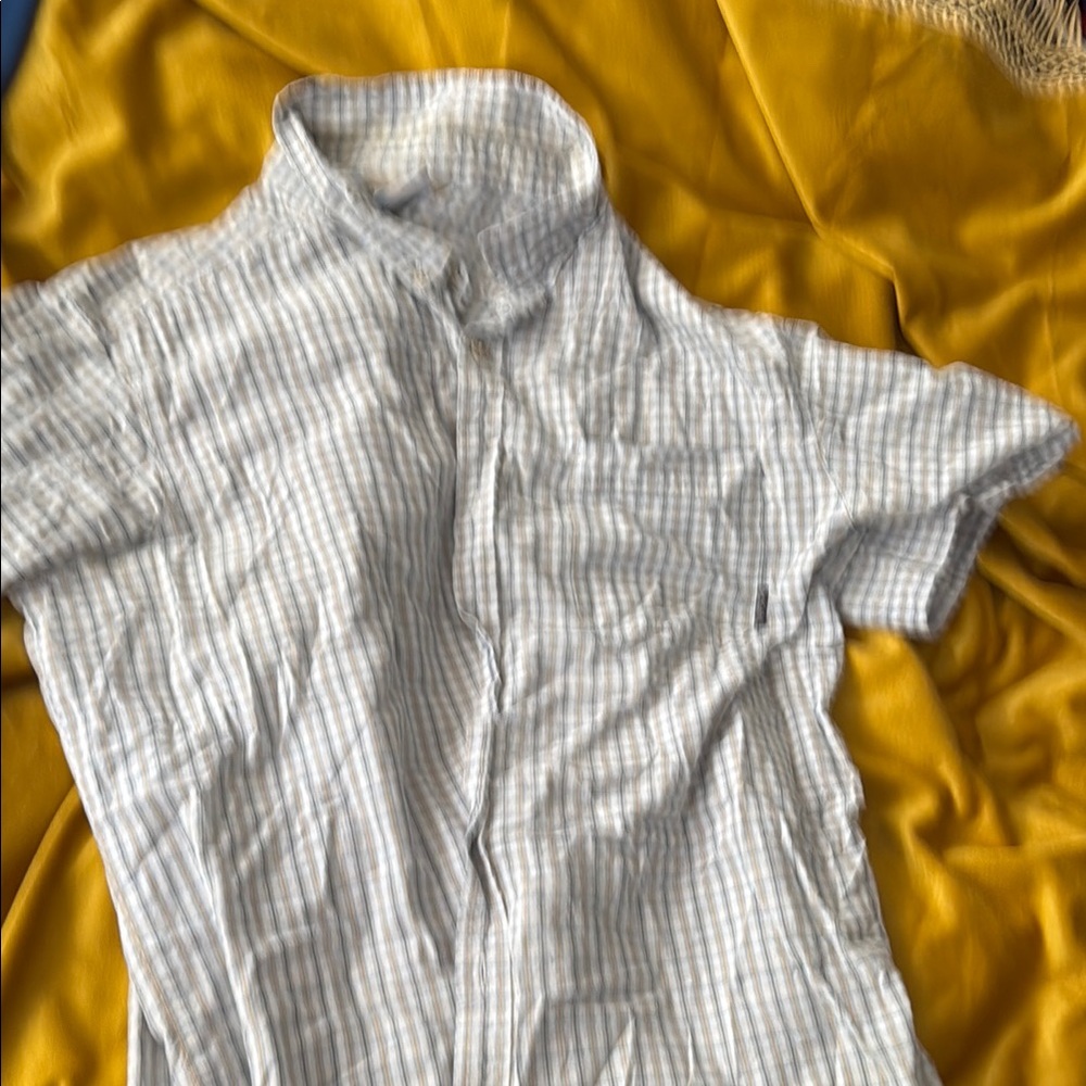 Columbia Blue and Tan Plaid Shirt